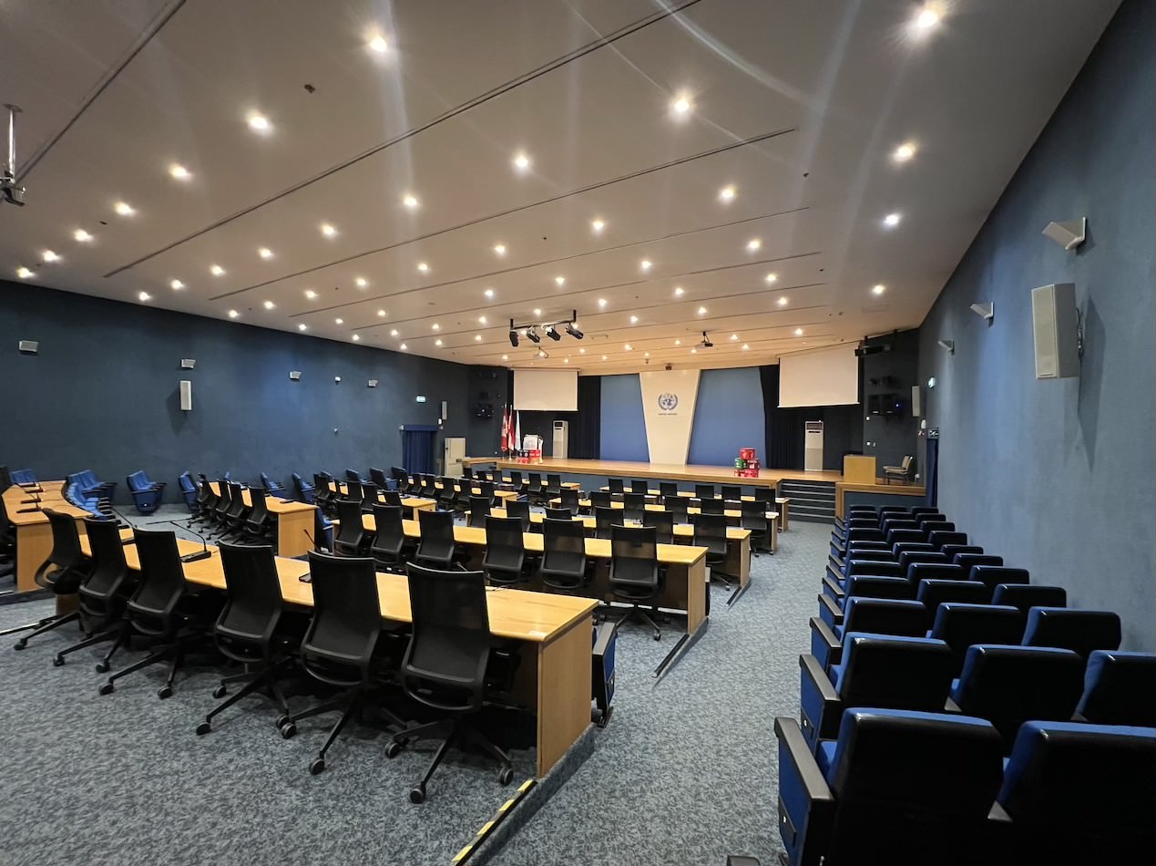 ESCWA conference hall in Beirut set up for a conference